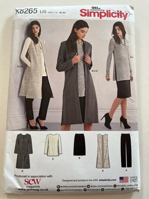 Simplicity Schnittmuster Mantel Tunika Rock Strick Hose K8265 16-24 Petite ungeschnitten