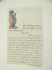 CIVIL WAR PATRIOTIC ILLUS FREDERICK MARYLAND HOSPITAL POW LETTER 1862 DIES 1863