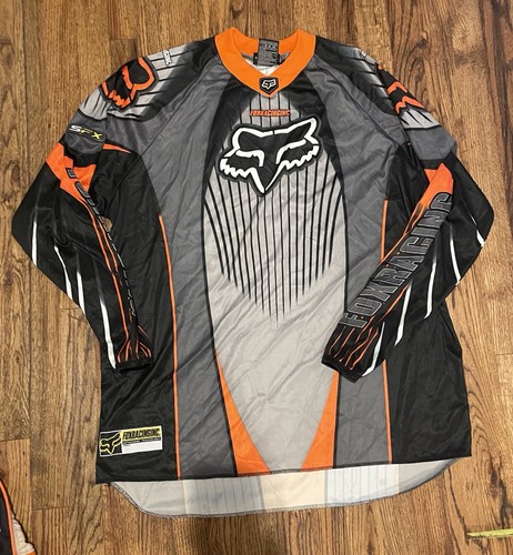 FOX RACING SFX Jersey XL EUC Polyester In Orange Black Gray LS Moto Crsscountry