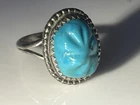 VTG Sterling Silver PEACE NAVAJO Southwestern Turquoise Pebbled Ring Size 7 - 3g