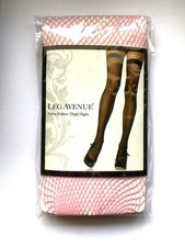Nylon Fishnet PINK Thigh High Stockings - Leg Avenue - Brand NEW