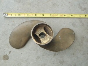 Vintage Brass Boat Propeller - 2 BLADES 9" WIDE # 114