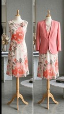 jaques vert sz 12 pink floral dres & jkt wedfing mother of bride sz 12 floral
