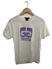 GUCCI T Shirt Size L Cotton WHT Print 175729 25411