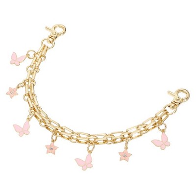1pcs chain for bag with butterfly flower pendant 10\'', pink