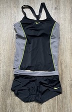 Nike Womens Surge Powerback 2 Piece Tankini Swimsuit Black Sz Lg NESS9363-071