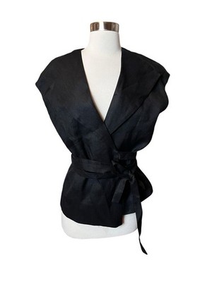 ZARA Women s Wrap Vest Top Size S Black Structured NEW