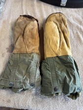 US Military Arctic Extreme Cold Weather Mittens Set Leather Fur Lined