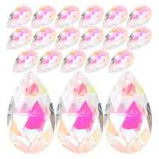  20PCS Faceted Dorp Glass Bead Charms - 1.5"/38mm Clear Crystal Teardrop Prism