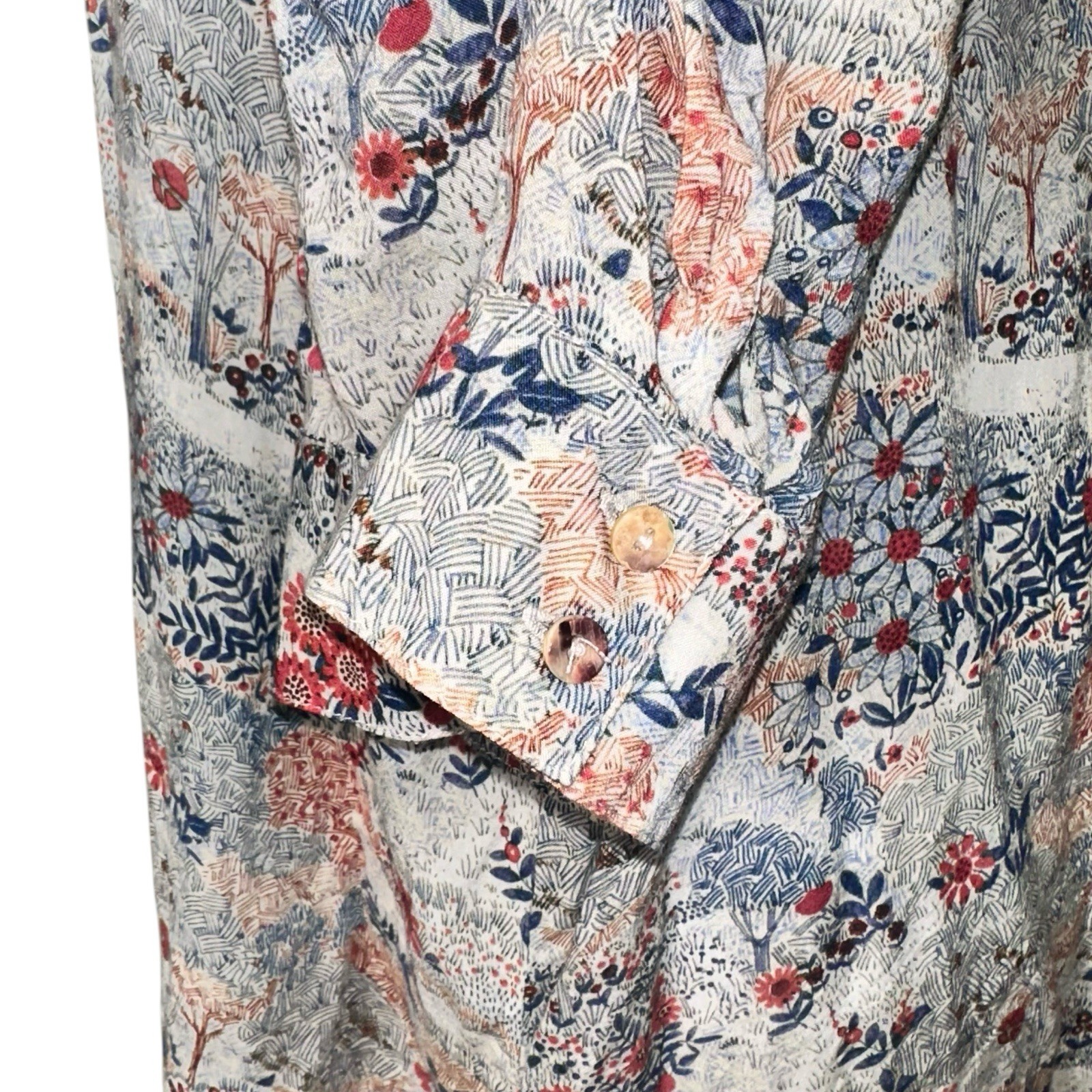 Johnny Was Jade Rayon Button Down Top Ruched Slee… - image 5