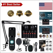 Condenser Microphone Bundle USB Sound Card Voice Changer Podcast Recording Kit