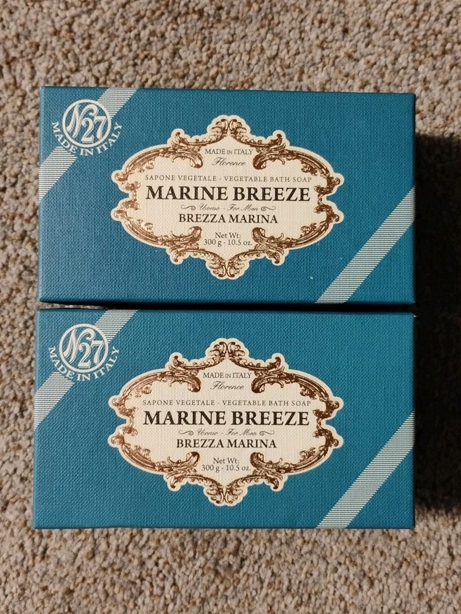2 Bars Marine Breeze Pure Vegetable Bath Soap 10.5oz Italian Boxed