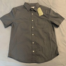 Goodfellow  Co Shirt Mens Medium Navy Poplin Short Sleeve Button Up Stretch