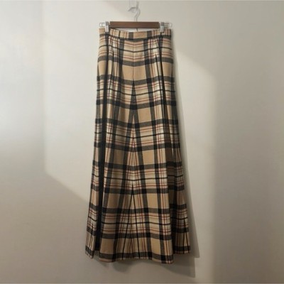 Vintage Young Pendleton 100% Virgin Wool Plaid Maxi Skirt Pockets Size 12