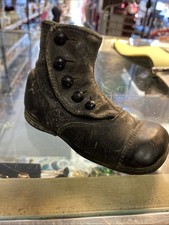 Antique Victorian Childs Shoe Button Up Leather High top Black