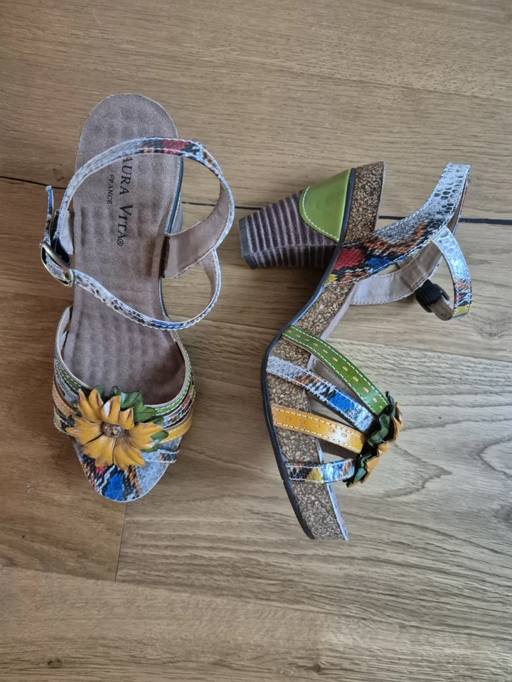NEUE LAURA VITA Sandalen Pumps Gr.38 Echt Leder Tolle Farben - Bild 2 von 4