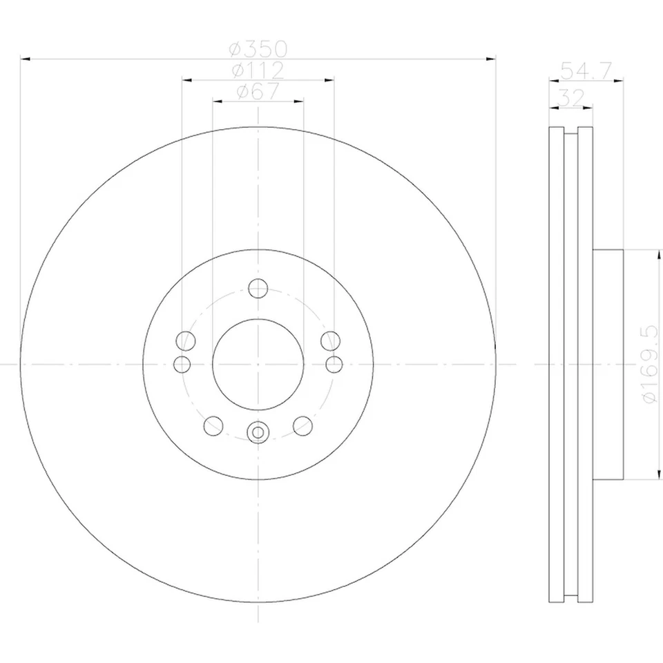 Rotor de freno de disco Hella Pagid 355113192 para modelos seleccionados de Mercedes-Benz 07-12 Foto 4 de 4