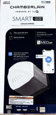 #ad Chamberlain Smart Quiet Belt Drive Garage Door Opener 1 2 HP w Battery Backup $132.99