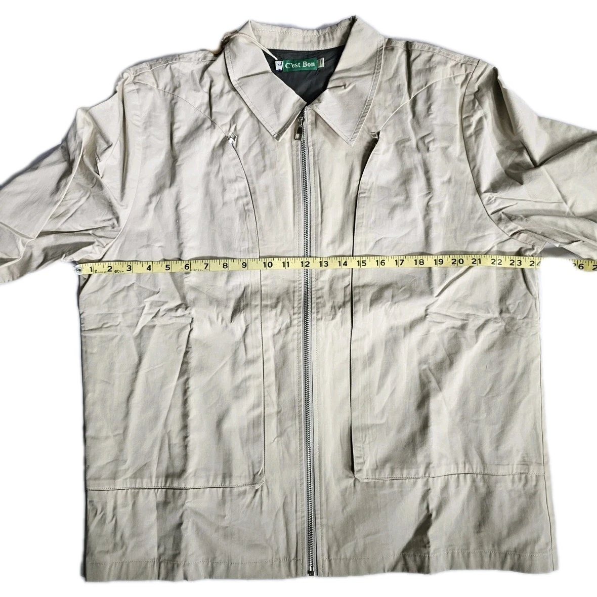 C'est Bon Work Jacket Off White Zip Up Men's SZ XL Urban Mod Work Chore Nwt  image 8