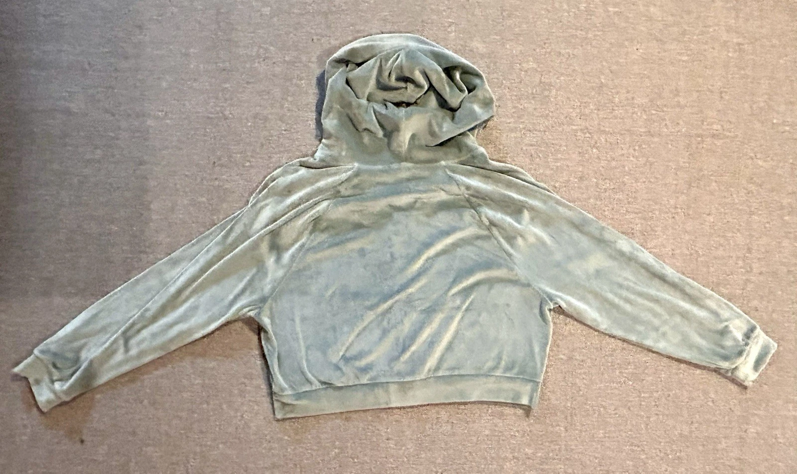 UNDERCOVER Felpa con cappuccio Victoria’s Secret cropped taglia M velluto verde acqua tasche zip intera accogliente morbida