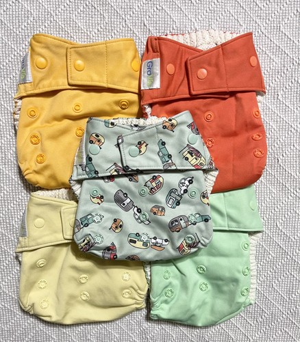 Grovia Hybrid Cloth Diaper Covers Lot of 5 Cloth Snap Closure