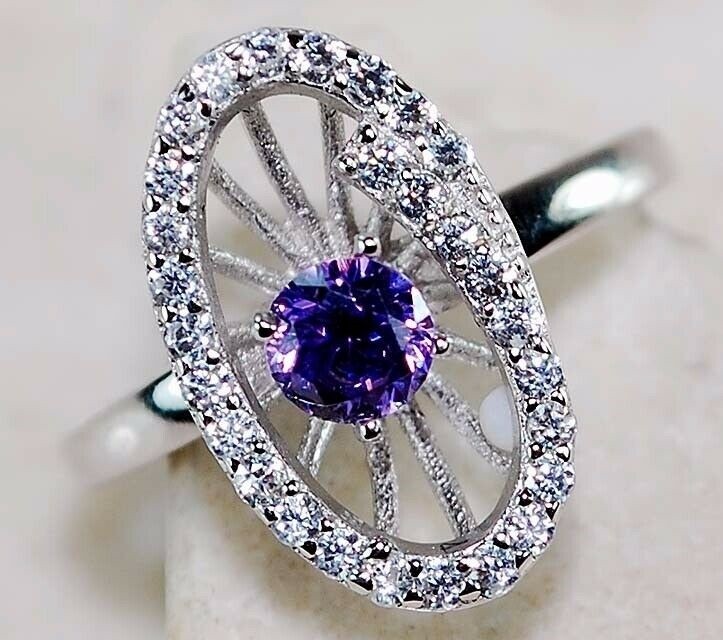 1CT  Amethyst 925 Solid Genuine Sterling Silver Ring Sz 6 MM1-5