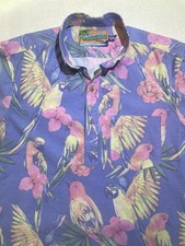 Chubbies Polo Shirt Mens Size M Golf Tropical Hawaiian Friday Shirt Floral Bird
