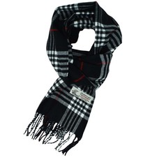 Unisex Classic Tartan Plaid Winter Scarf Soft Cashmere Feel 72"x12" Black