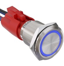 10 Amp 19mm Latching Push Button Switch 12v Spst Led Waterproof Round Selflockin
