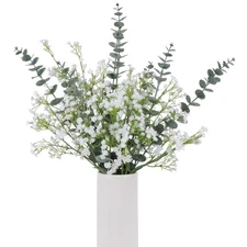 18pcs Babys Breath Artificial Flowers Fake Eucalyptus Leaves Flowers Bouquet ...