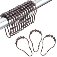 Decorative Bronze Shower Curtain Hooks 12 PCS Set Rust-Resistant Steel Rings