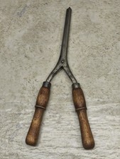 Antique Wood and Metal Curling Iron
