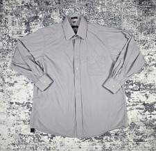 Regis Men's Dress Shirt 16.5 32/33 Gray Long Sleeve 100 Cotton Button Front
