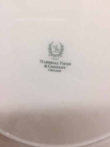 Lenox Marshall Field & Co Chicago Green Stamp Gold Trim Floral Dinner Plate EUC - Picture 10 of 10
