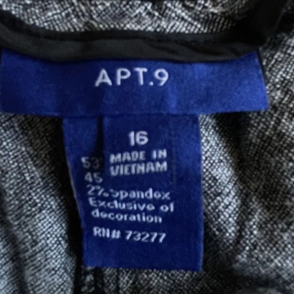 APT. 9 Pantalones Cortos Chinos Mujer Talla 16 Mezcla Lino-Algodón Entrepierna 4" Gris Alto Foto 4 de 4