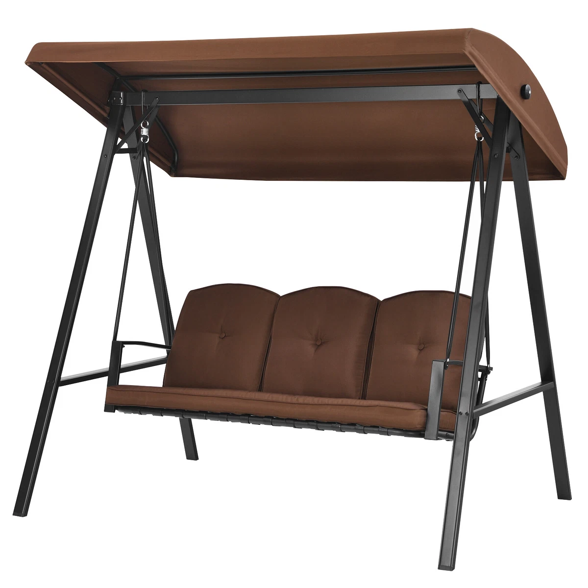 Costway Outdoor 3 Seat Porch Swing with Adjust Canopy and Cushions