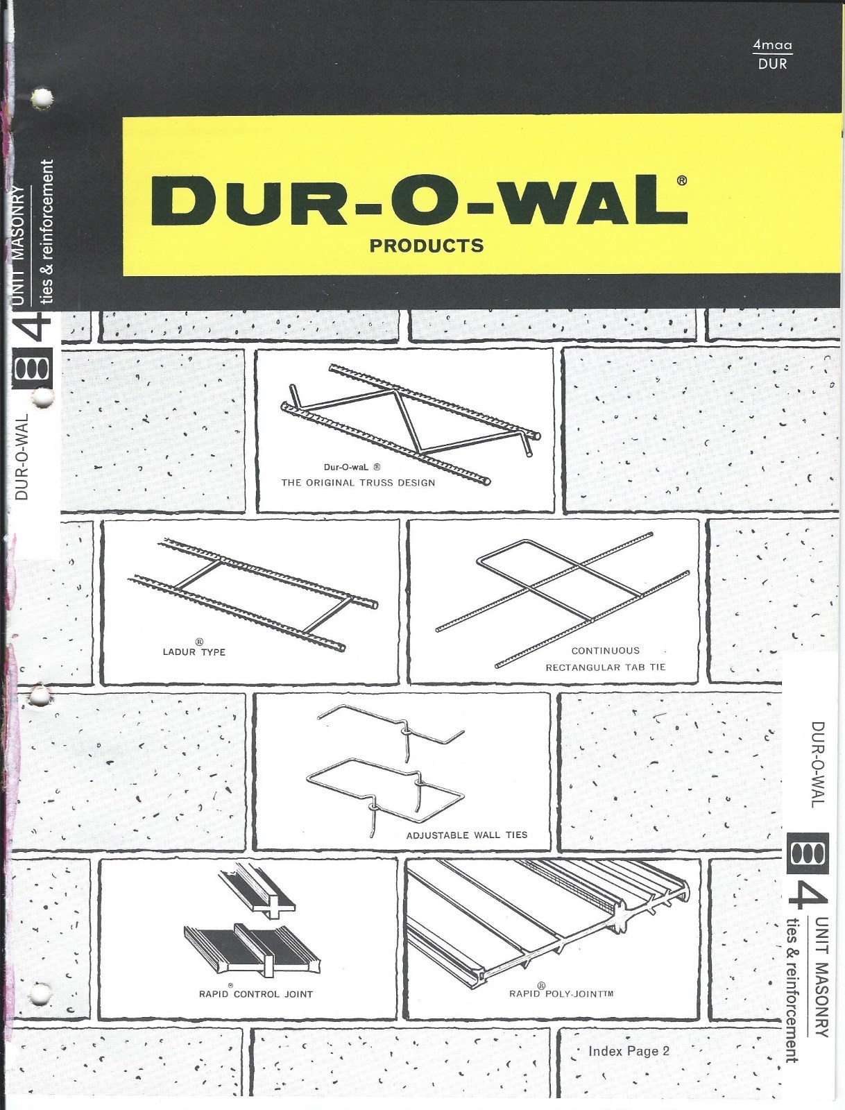 Brochure DurOwaL Masonry Wall Reinforcing With Truss Design c1977