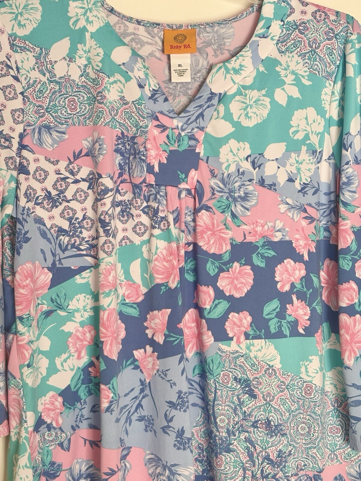 Ruby Rd pullover top women's long sleeve blue pin… - image 1