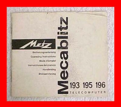 Manuel D'Utilisation Metz Mecablitz 193 195 196