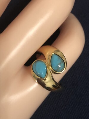 Türkis Gold über Sterling Silber Ring - YS Indien WUNDERSCHÖN