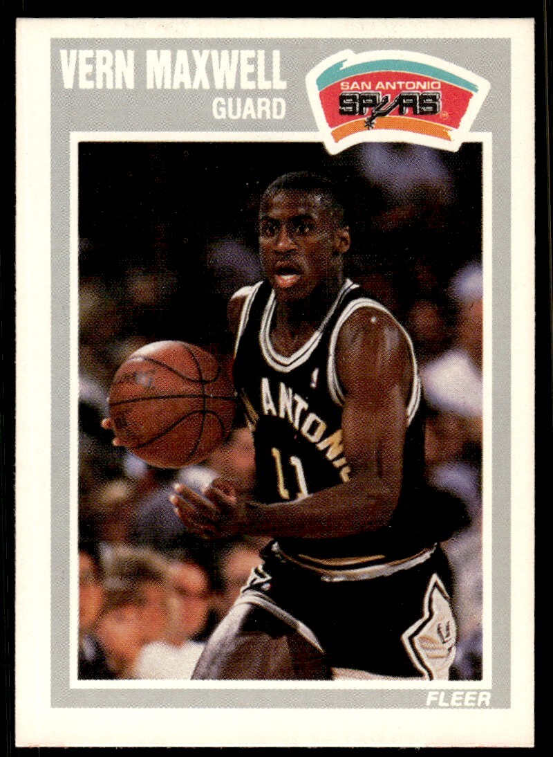 1989-90 Fleer Basketball Card Vern Maxwell Rookie San Antonio Spurs #144