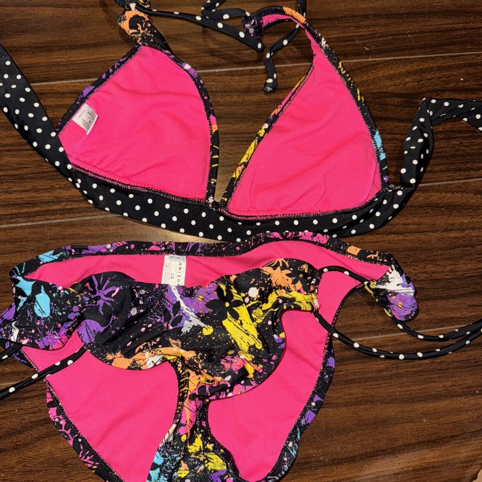 Niñas Arizona Jean 2 piezas Traje de Baño Multicolor Bikini Top-Med Inferior-Lge Foto 4 de 4