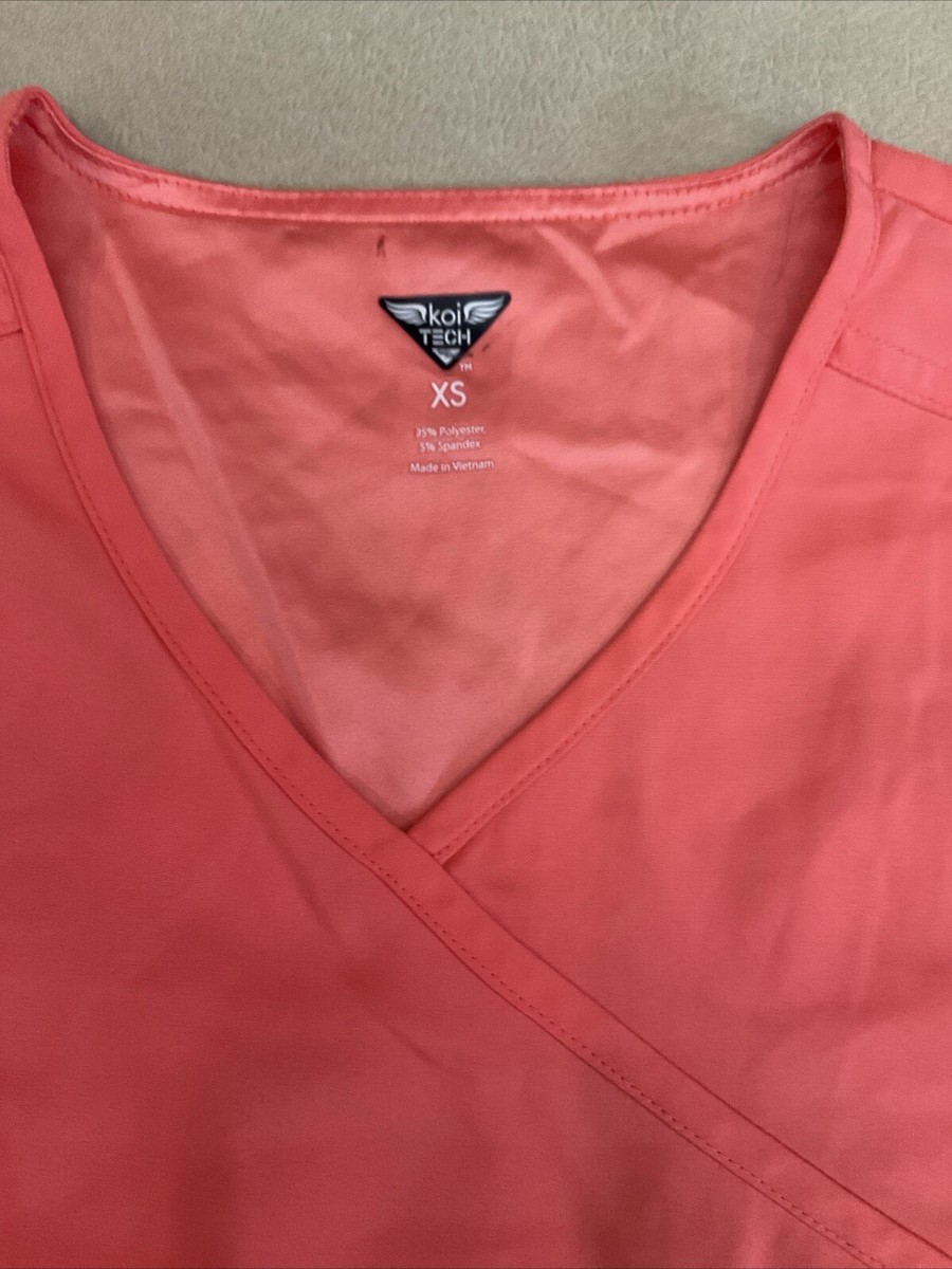 Koi tech Scrub Top Xs Womens Bright Orange Accent Lacing | eBay