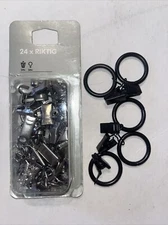 IKEA Riktig Curtain Hanging Hook With Clips & 5 Black Loops