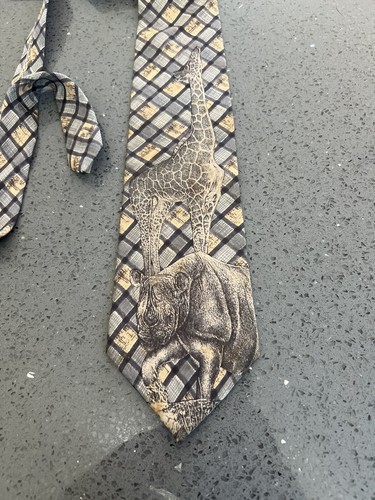 Extinct Species Neck Tie Giraffes And Rhinos 4”