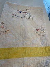 Embroidered Vintage Baby Child Crib Quilt Bears Balls Boy Or Girl