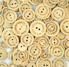 Handmade With Love Wooden Buttons Sewing Knitting Crocheting 15/20/25mm