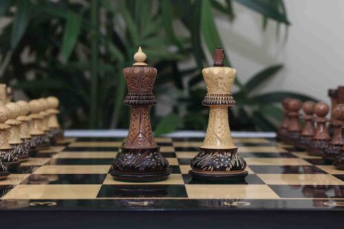 Zagreb '59 Series Chessmen in Burnt Golden Rose/ Boxwood - 3.75" King Height - Picture 6 of 24