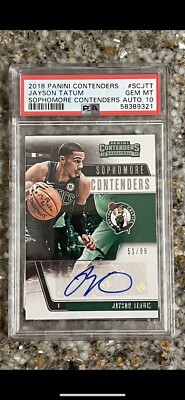 2018 Panini Contenders Jayson Tatum Auto #/99 PSA 10 GEM MINT | eBay