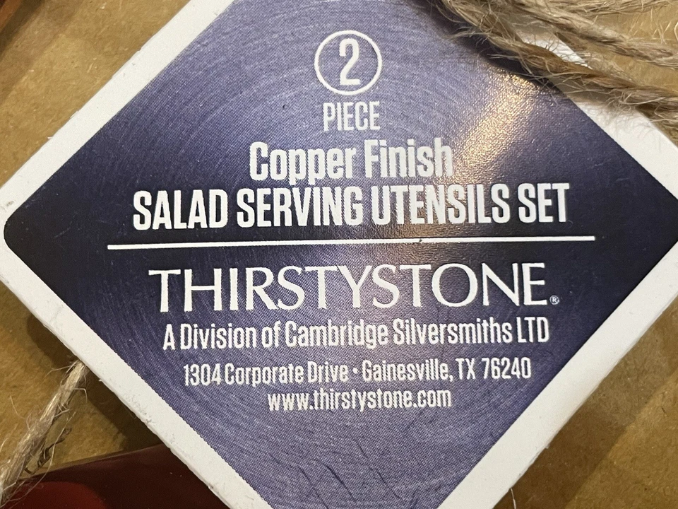 Juego de 2 piezas para servir ensaladas estilo MCM Thirstystone cobre mango largo 11" nuevo 45 Foto 2 de 4